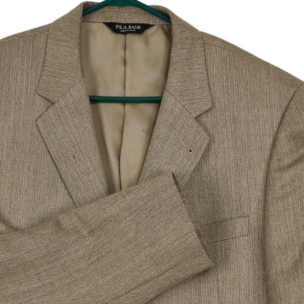 Jos. A. Bank Silk Camelhair Sport Coat Mens 44L Tan Herringbone Blazer‎ Jacket